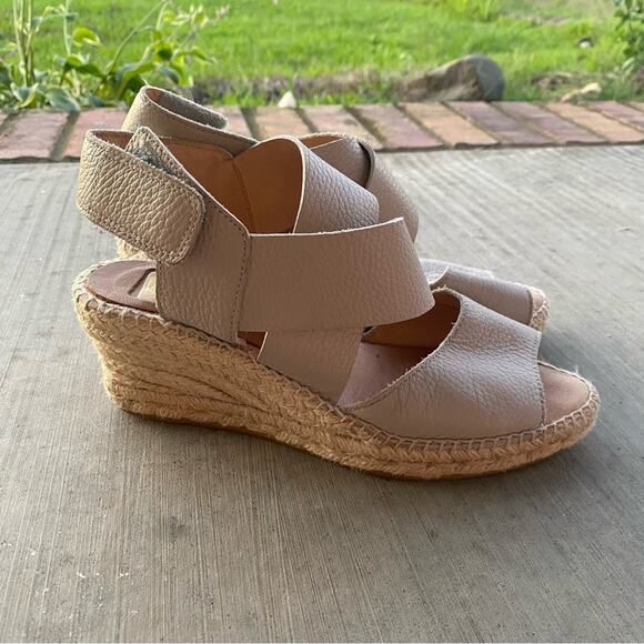 Kanna Cream Leather Espadrilles with Crossover Straps and Wedge Heel size 8.5 - Picture 4 of 10